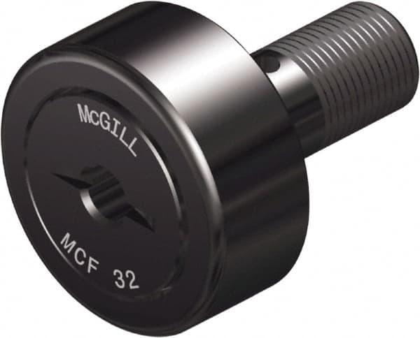 McGill - 22mm Roller Diam x 12mm Width, 10mm Stud Diam x 23mm Length, Crowned Sealed Stud Cam Follower - Steel, 12mm Thread Length, M10x1 Thread, 36mm OAL, 1,765 Lb Dynamic Cap, 2,338 Lb Static Cap - Caliber Tooling