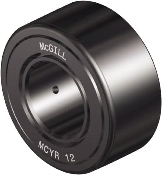 McGill - 20mm Bore, 47mm Roller Diam x 24mm Width, Steel Crowned Yoke Roller - 5,776 Lb Dynamic Load Capacity, 25mm Overall Width - Caliber Tooling