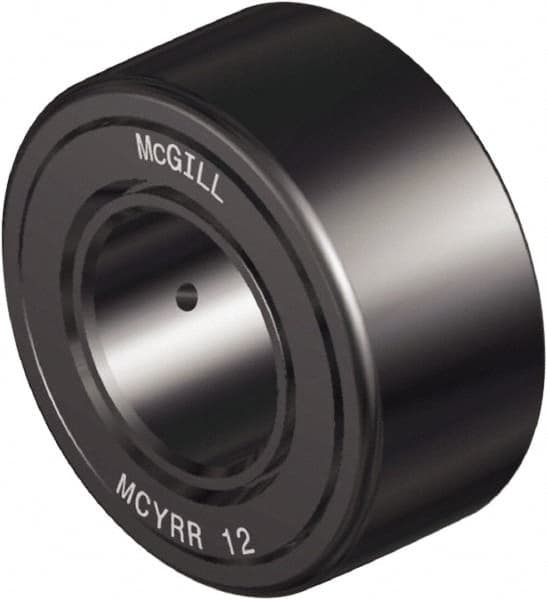 McGill - 5mm Bore, 16mm Roller Diam x 11mm Width, Steel Crowned Sealed Yoke Roller - 771 Lb Dynamic Load Capacity, 12mm Overall Width - Caliber Tooling