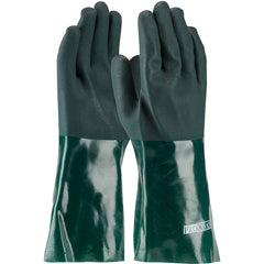 ‎58-8035DD Coated Supported Gloves - ProCoat - Supported PVC - Jersey Lined - Green - Rough Acid Fnsh - 14 Inch - Exact Industrial Supply