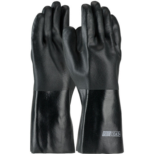 ‎58-8040DD Coated Supported Gloves - ProCoat - Supported PVC - Jersey Lined - Black - Rough Acid Fnsh - 14 Inch - Exact Industrial Supply