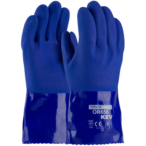 ‎58-8658K/M Gloves w/Kevlar Brand - Xtra Tuff - Oil Resistant Supported PVC - Kevlar Linde - Bl - Sandy - 12 In - Exact Industrial Supply