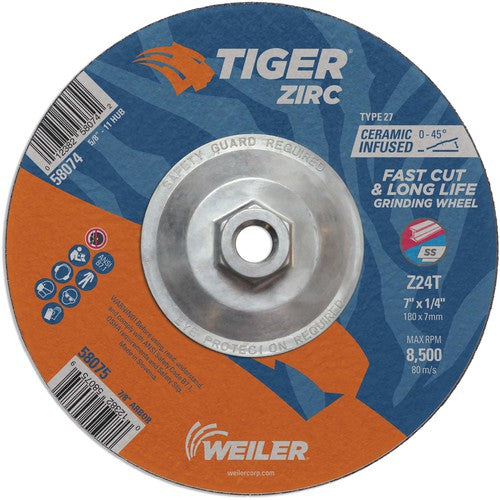 7X1/4 Z24T ZIRC T27 GRIND WHEEL - Caliber Tooling