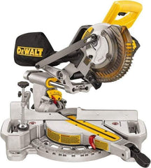 DeWALT - 4 Amp, 20 Volt, 3,750 RPM, 48° Left Single Bevel Sliding Miter Saw - 5/8" Arbor, 7-1/4" Blade Diam, Includes Battery Charger & Battery - Caliber Tooling