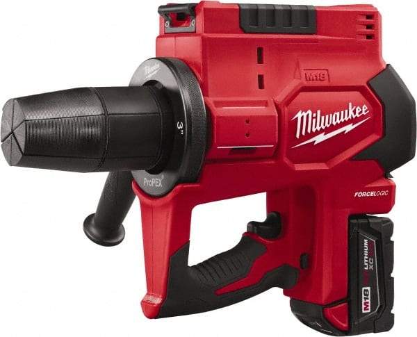 Milwaukee Tool - 2 to 3" Pipe Capacity, Cordless PEX Plumbing Tool - 7 Pieces, Cuts Pex, Includes Tool, Battery, Charger, Flare Cone & Handle - Caliber Tooling