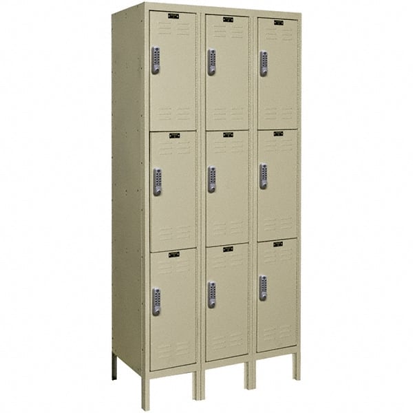 Hallowell - 9 Door, 3 Tier, Electronic Access Lockers - Caliber Tooling