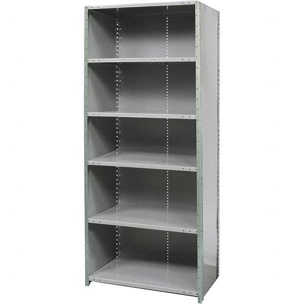 Hallowell - 6 Shelf, 500 Lb. Capacity, Free Standing Closed Shelving - 36 Inch Wide x 12 Inch Deep x 87 Inch High, Gray - Caliber Tooling