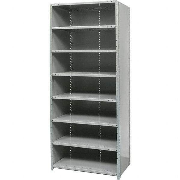 Hallowell - 8 Shelf, 500 Lb. Capacity, Free Standing Closed Shelving - 36 Inch Wide x 18 Inch Deep x 87 Inch High, Gray - Caliber Tooling