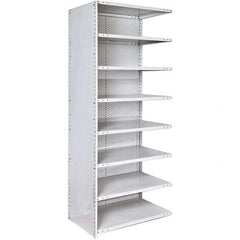 Hallowell - 8 Shelf, 500 Lb. Capacity, Closed Shelving Add-On Unit - 36 Inch Wide x 12 Inch Deep x 87 Inch High, Platinum - Caliber Tooling