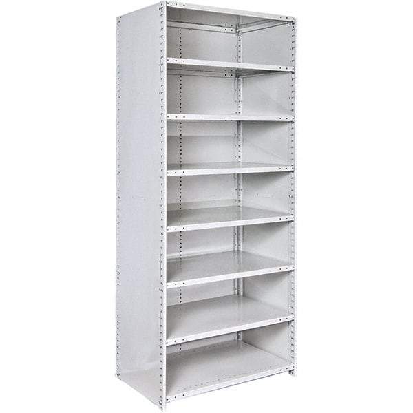 Hallowell - 8 Shelf, 350 Lb. Capacity, Closed Shelving Starter Unit - 48 Inch Wide x 24 Inch Deep x 87 Inch High, Platinum - Caliber Tooling