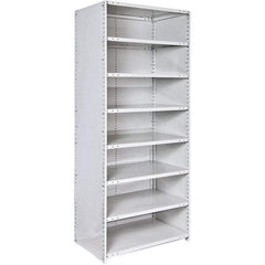 Hallowell - 8 Shelf, 500 Lb. Capacity, Closed Shelving Starter Unit - 36 Inch Wide x 12 Inch Deep x 87 Inch High, Platinum - Caliber Tooling