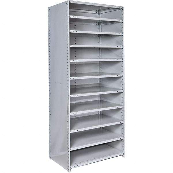 Hallowell - 11 Shelf, 375 Lb. Capacity, Closed Shelving Starter Unit - 48 Inch Wide x 18 Inch Deep x 87 Inch High, Platinum - Caliber Tooling