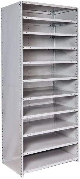 Hallowell - 11 Shelf, 500 Lb. Capacity, Closed Shelving Starter Unit - 36 Inch Wide x 24 Inch Deep x 87 Inch High, Platinum - Caliber Tooling