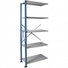 Hallowell - 5 Shelf Add-On Extra Heavy-Duty Open Steel Shelving - 1 Lb Capacity, 36" Wide x 87" High x 18" Deep, Blue/Platinum - Caliber Tooling