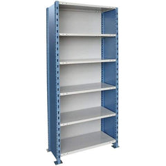 Hallowell - 6 Shelf, 500 Lb. Capacity, Closed Shelving Starter Unit - 48 Inch Wide x 24 Inch Deep x 87 Inch High, Blue and Platinum - Caliber Tooling