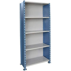 Hallowell - 5 Shelf, 900 Lb. Capacity, Closed Shelving Starter Unit - 48 Inch Wide x 24 Inch Deep x 123 Inch High, Blue and Platinum - Caliber Tooling