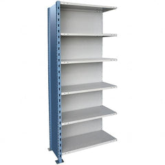 Hallowell - 6 Shelf, 900 Lb. Capacity, Closed Shelving Add-On Unit - 48 Inch Wide x 18 Inch Deep x 87 Inch High, Blue and Platinum - Caliber Tooling