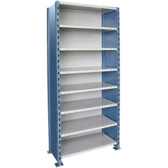 Hallowell - 8 Shelf, 1,200 Lb. Capacity, Closed Shelving Starter Unit - 36 Inch Wide x 18 Inch Deep x 87 Inch High, Blue and Platinum - Caliber Tooling