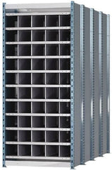 Hallowell - 50 Bin Heavy-Duty Deep Bin Industrial Shelving - 36 Inch Overall Width x 96 Inch Overall Depth x 87 Inch Overall Height, Blue and Platinum Steel Bins - Caliber Tooling