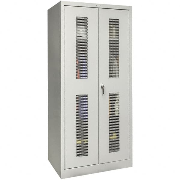 Hallowell - 1 Shelf Wardrobe Storage Cabinet - Steel, 36" Wide x 24" Deep x 78" High, Platinum - Caliber Tooling