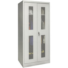 Hallowell - 1 Shelf Wardrobe Storage Cabinet - Steel, 36" Wide x 24" Deep x 78" High, Platinum - Caliber Tooling