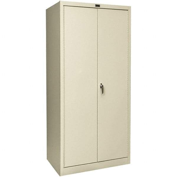 Hallowell - 4 Shelf Locking Storage Cabinet - Steel, 36" Wide x 24" Deep x 72" High, Tan - Caliber Tooling