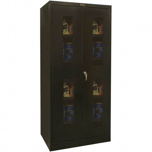 Hallowell - 4 Shelf Locking Storage Cabinet - Steel, 48" Wide x 18" Deep x 72" High, Black - Caliber Tooling