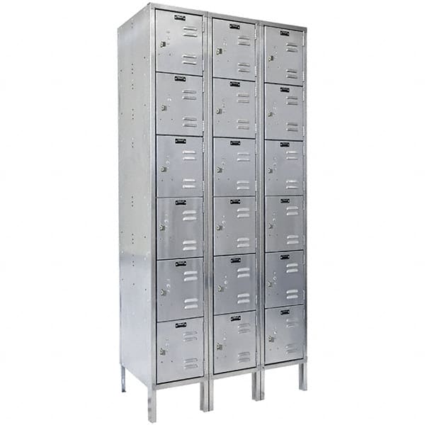 Hallowell - 18 Door, 6 Tier, Stainless Steel Locker - Caliber Tooling