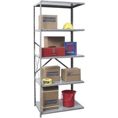 Hallowell - 5 Shelf Add-On Medium-Duty Open Steel Shelving - 500 Lb Capacity, 36" Wide x 87" High x 24" Deep, Gray - Caliber Tooling