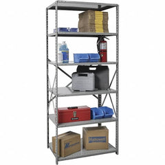 Hallowell - 6 Shelf Starter Extra Heavy-Duty Open Steel Shelving - 1 Lb Capacity, 36" Wide x 87" High x 12" Deep, Gray - Caliber Tooling