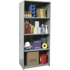 Hallowell - 5 Shelf, 500 Lb. Capacity, Closed Shelving Starter Unit - 36 Inch Wide x 12 Inch Deep x 87 Inch High, Gray - Caliber Tooling