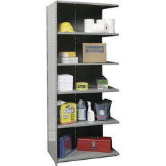 Hallowell - 6 Shelf, 1,100 Lb. Capacity, Closed Shelving Add-On Unit - 36 Inch Wide x 12 Inch Deep x 87 Inch High, Gray - Caliber Tooling