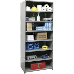 Hallowell - 8 Shelf, 900 Lb. Capacity, Closed Shelving Starter Unit - 48 Inch Wide x 24 Inch Deep x 87 Inch High, Gray - Caliber Tooling