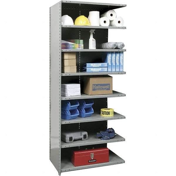 Hallowell - 8 Shelf, 900 Lb. Capacity, Closed Shelving Add-On Unit - 48 Inch Wide x 24 Inch Deep x 87 Inch High, Gray - Caliber Tooling