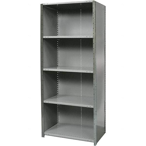 Hallowell - 5 Shelf, 500 Lb. Capacity, Free Standing Closed Shelving - 36 Inch Wide x 12 Inch Deep x 87 Inch High, Gray - Caliber Tooling