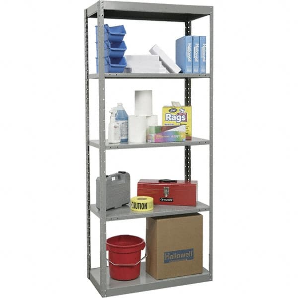 Hallowell - 5 Shelf Starter Heavy-Duty Open Steel Shelving - 800 Lb Capacity, 36" Wide x 87" High x 24" Deep, Gray - Caliber Tooling