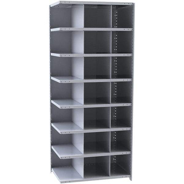 Hallowell - 21 Bin Closed Industrial Bin Shelving - 36 Inch Overall Width x 18 Inch Overall Depth x 87 Inch Overall Height, Gray Metal Bins - Caliber Tooling