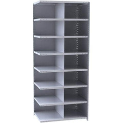 Hallowell - 14 Bin Closed Industrial Bin Shelving - 36 Inch Overall Width x 18 Inch Overall Depth x 87 Inch Overall Height, Gray Metal Bins - Caliber Tooling