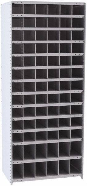 Hallowell - 78 Bin Closed Industrial Bin Shelving - 36 Inch Overall Width x 24 Inch Overall Depth x 87 Inch Overall Height, Gray Metal Bins - Caliber Tooling