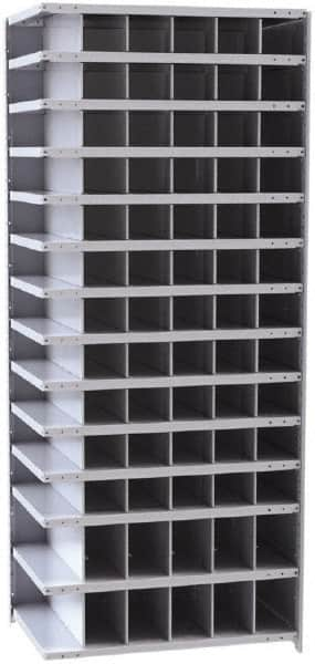 Hallowell - 78 Bin Closed Industrial Bin Shelving - 36 Inch Overall Width x 24 Inch Overall Depth x 87 Inch Overall Height, Gray Metal Bins - Caliber Tooling