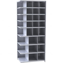 Hallowell - 29 Bin Closed Industrial Bin Shelving - 36 Inch Overall Width x 12 Inch Overall Depth x 87 Inch Overall Height, Gray Metal Bins - Caliber Tooling