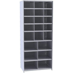 Hallowell - 21 Bin Closed Industrial Bin Shelving - 36 Inch Overall Width x 18 Inch Overall Depth x 87 Inch Overall Height, Gray Metal Bins - Caliber Tooling