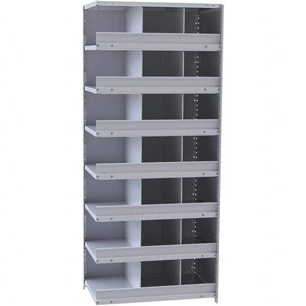 Hallowell - 21 Bin Closed Industrial Bin Shelving - 36 Inch Overall Width x 12 Inch Overall Depth x 87 Inch Overall Height, Gray Metal Bins - Caliber Tooling