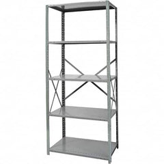 Hallowell - 5 Shelf Starter Heavy-Duty Open Steel Shelving - 500 Lb Capacity, 48" Wide x 87" High x 24" Deep, Gray - Caliber Tooling