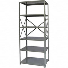 Hallowell - 6 Shelf Starter Medium-Duty Open Steel Shelving - 500 Lb Capacity, 36" Wide x 87" High x 12" Deep, Gray - Caliber Tooling