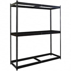 Hallowell - 3 Shelf Starter No Deck Open Steel Shelving - 1 Lb Capacity, 60" Wide x 84" High x 36" Deep, Black - Caliber Tooling