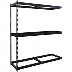 Hallowell - 3 Shelf Add-On No Deck Open Steel Shelving - 1 Lb Capacity, 72" Wide x 84" High x 18" Deep, Black - Caliber Tooling