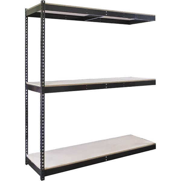 Hallowell - 3 Shelf Add-On Particle Board Open Steel Shelving - 650 Lb Capacity, 60" Wide x 84" High x 30" Deep, Black - Caliber Tooling