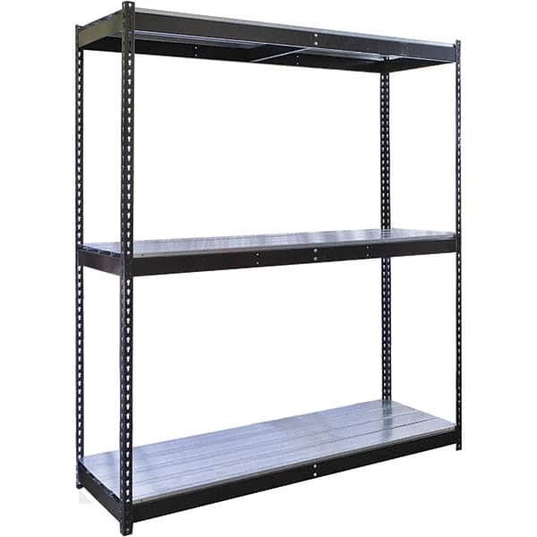 Hallowell - 3 Shelf Starter EZ-Deck Open Steel Shelving - 770 Lb Capacity, 48" Wide x 84" High x 18" Deep, Midnight Ebony - Caliber Tooling