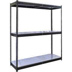 Hallowell - 3 Shelf Starter EZ-Deck Open Steel Shelving - 705 Lb Capacity, 48" Wide x 84" High x 30" Deep, Midnight Ebony - Caliber Tooling